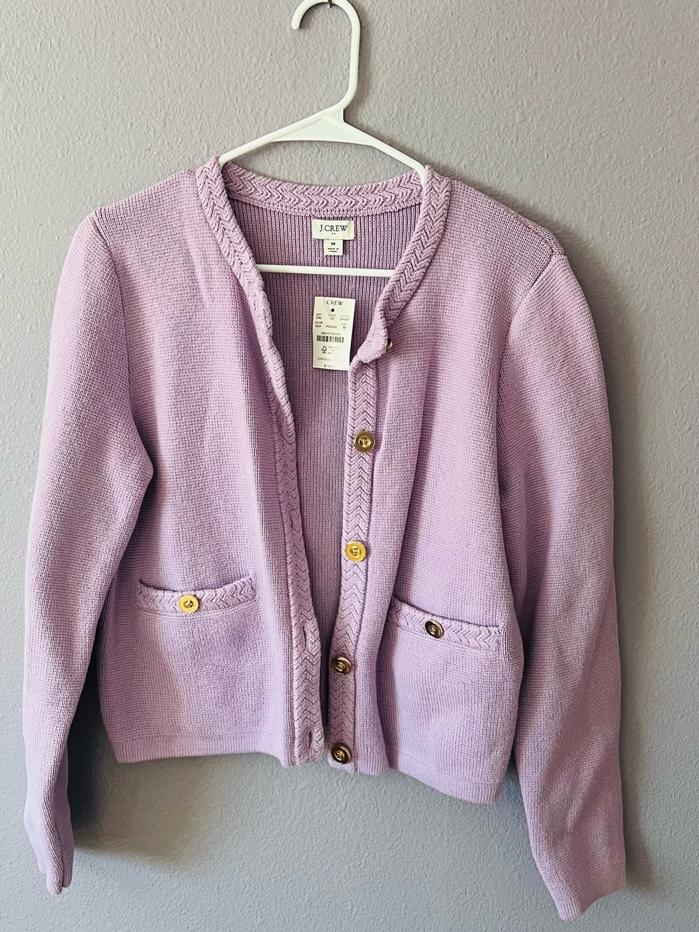 J. Crew Lavender Knit Button-Front Cardigan Blazer